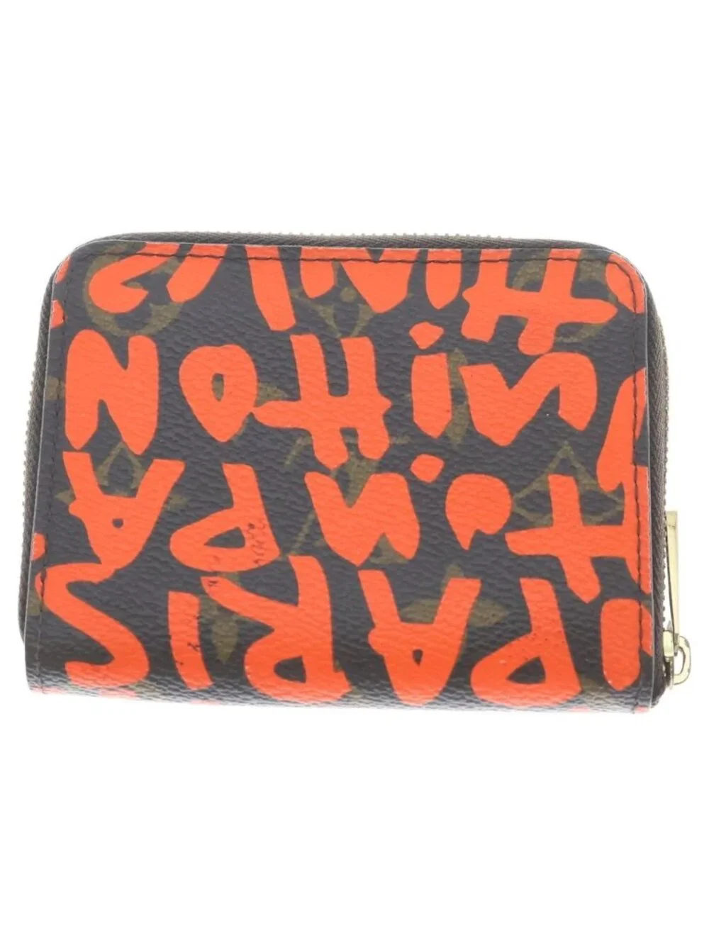 Louis Vuitton Monogram Graffiti Zippy Coin Purse Compact Wallet Brown Orange